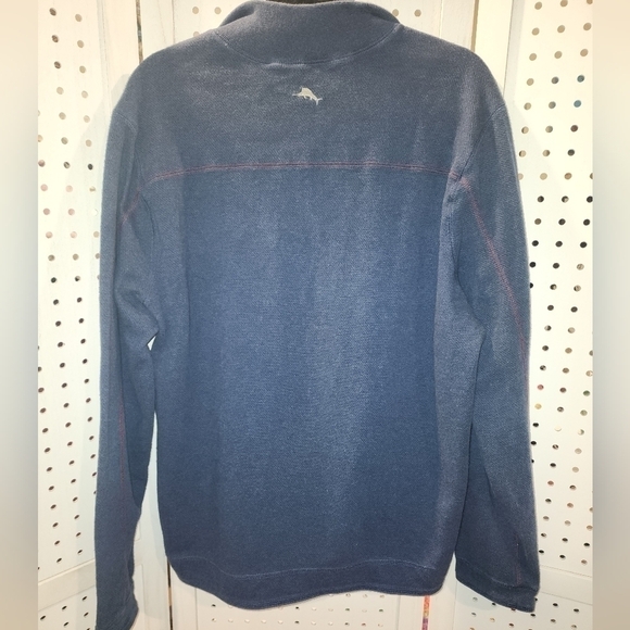 Tommy Bahama Blue Pull Over Reversable Sweater Large 1/4 Zip - Picture 8 of 10